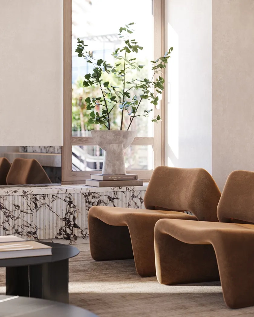 Light tones amplify space and serenity